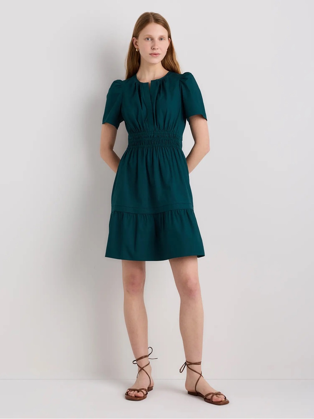 Quince 100% Organic Cotton Poplin Tiered Mini Dress